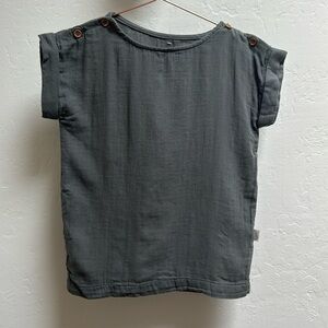 Girl grey cotton woven short sleeve shirt poudre size 8